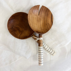 Luxury Round Wild Olive Wood Salad Servers