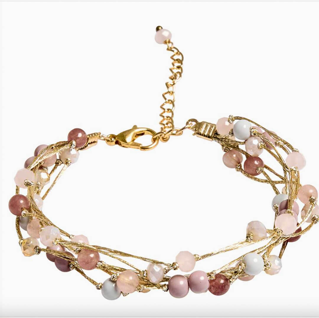Marquet Fair Trade Beaded Bracelet with Silk Taupe