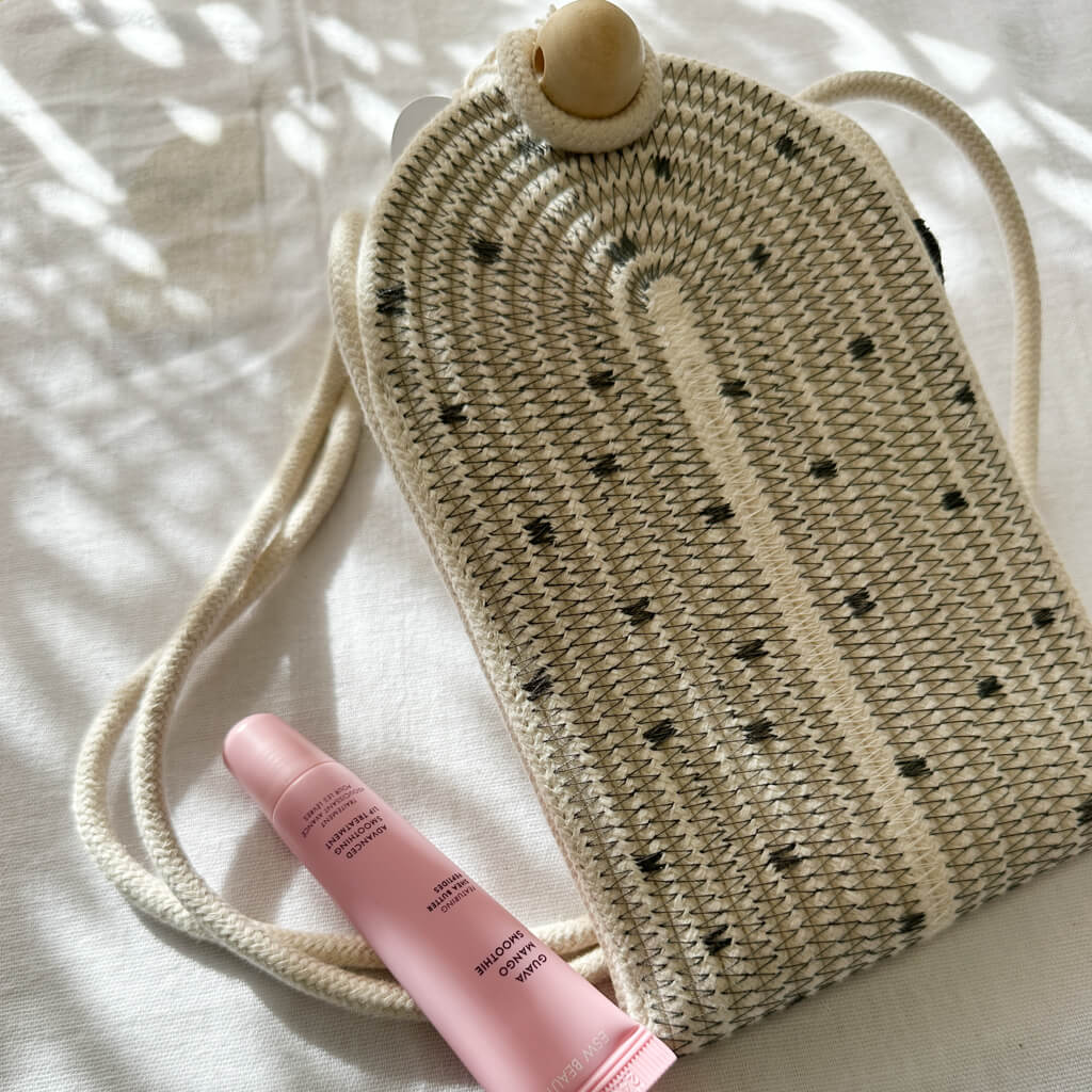 mia mélange cell phone bag with tinted lip balm