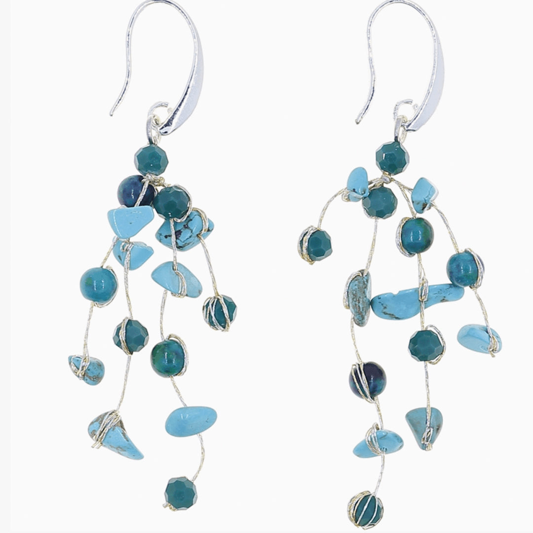 Marquet Fair Trade Multistrand Silk and Stone Earings
