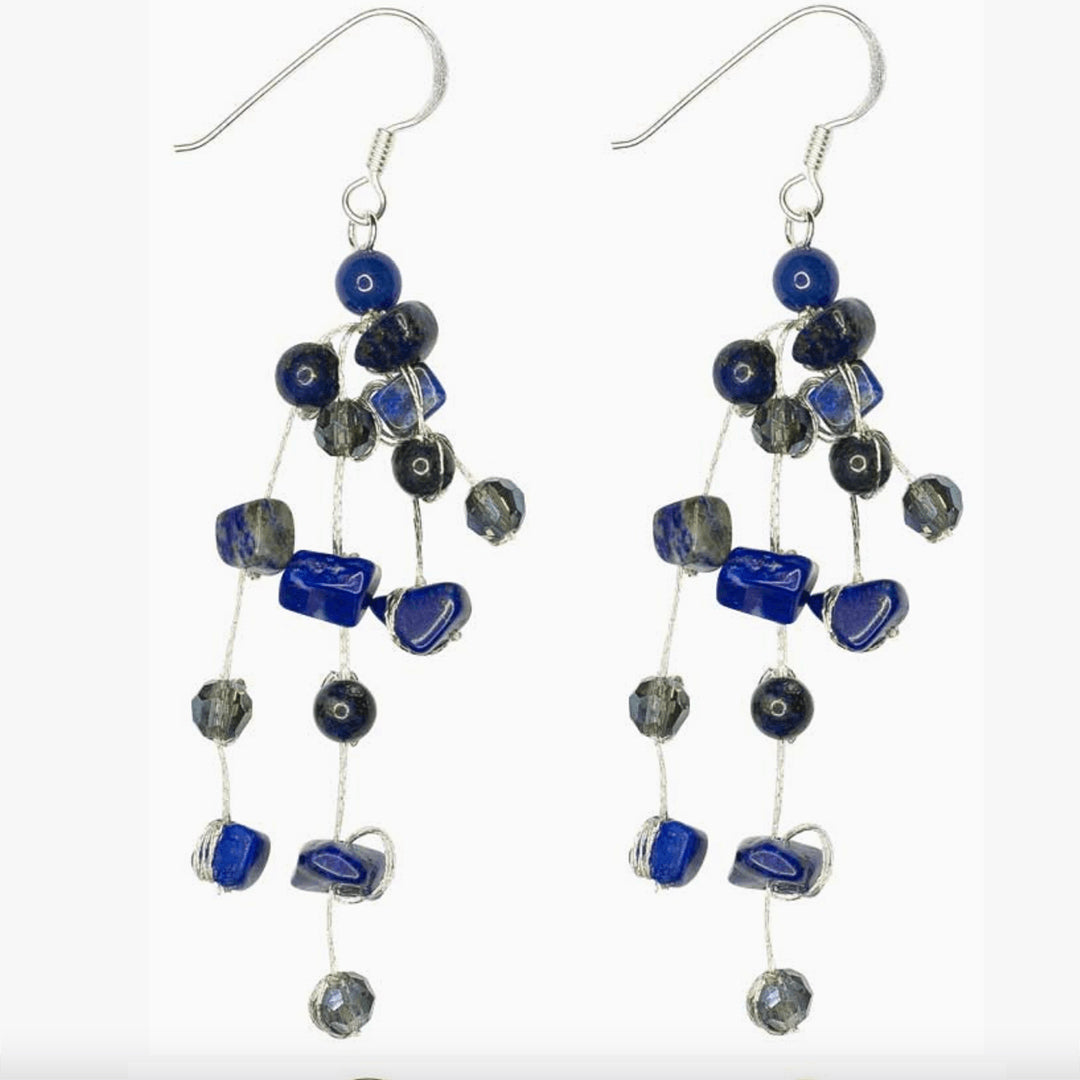 Marquet Fair Trade Multistrand Silk and Stone Earings