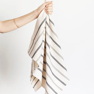 Mungo Honeycomb Cotton Tea Towel - Black And Grey