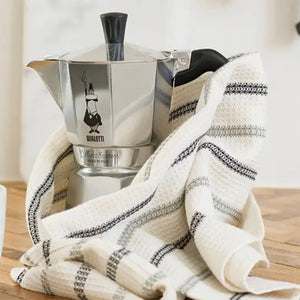 Mungo Honeycomb Cotton Tea Towel - Black And Grey
