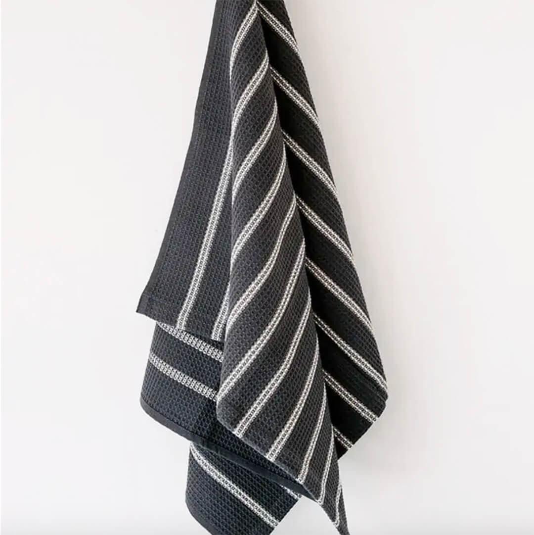 Mungo Honeycomb Cotton Tea Towel Charcoal