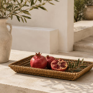 Rectangular Seagrass Wire Tray | Handwoven Decorative Storage Tray