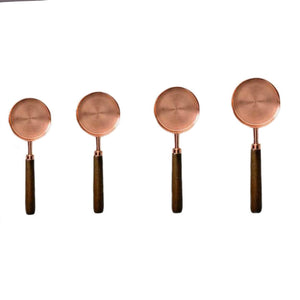 Rose Gold Stainless Steel Measuring Cups with Walnut Wood Handles