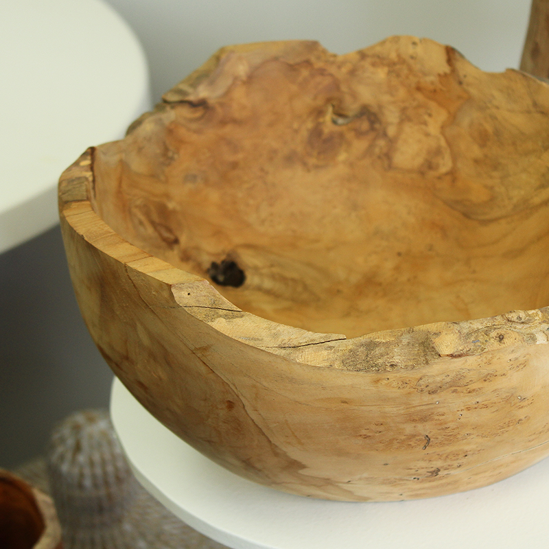 organic shape teak bowl large