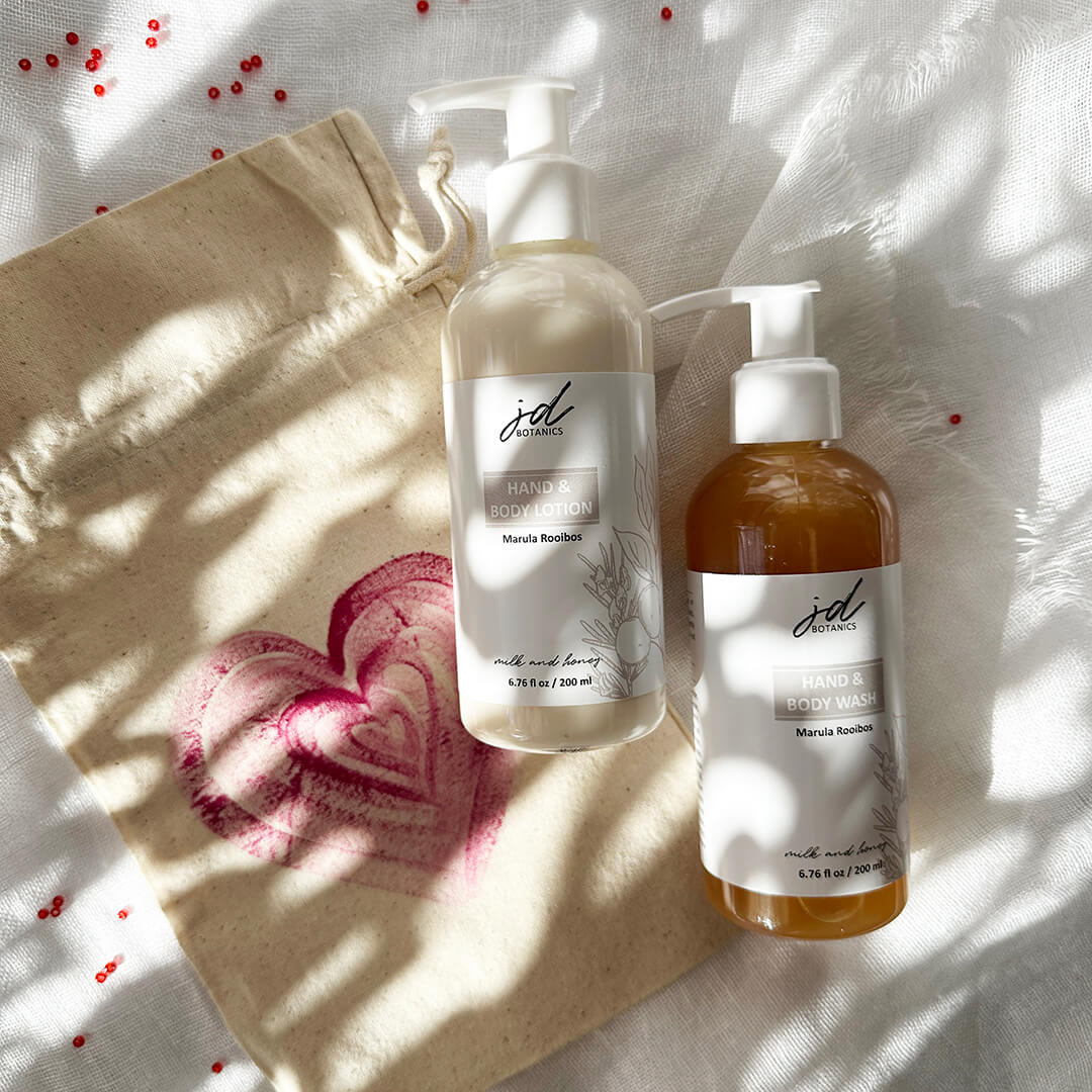 Valentine's Gift Set With Marula Body Wash and Lotion