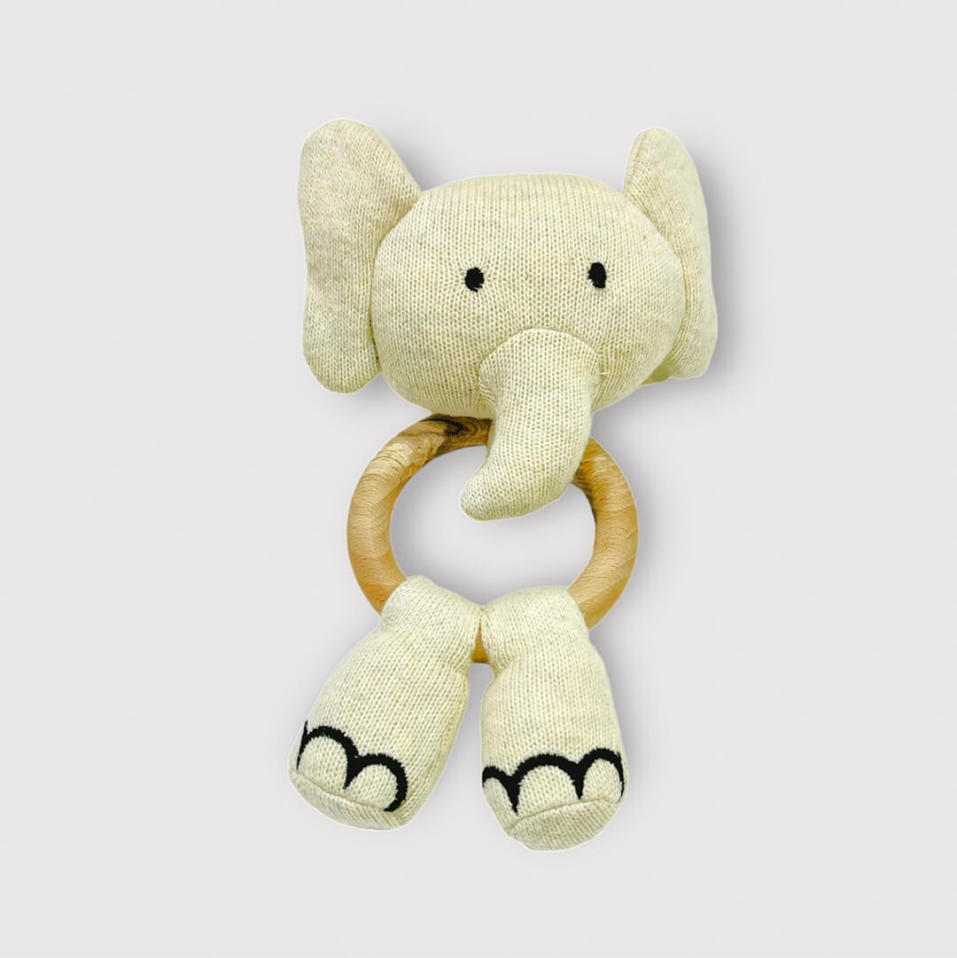 Viverano Organics Elephant Baby Rattle Natural