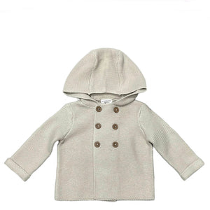 Organic Cotton Blue Hooded Baby Jacket | Chunky Knit Sweater