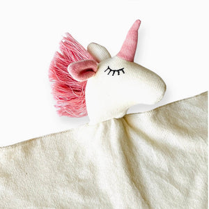 Organic Cotton Pink Unicorn Lovey | Viverano Baby Security Blanket