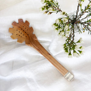 Luxury Wild Olive Wood Pasta Spoon | Artisan Kitchen Gift