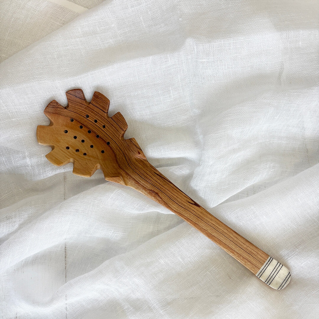 Luxury Wild Olive Wood Pasta Spoon | Artisan Kitchen Gift