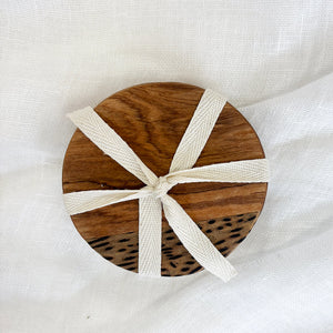 Luxury Wild Olive Round Wood Coasters | Artisan Home Décor Gift