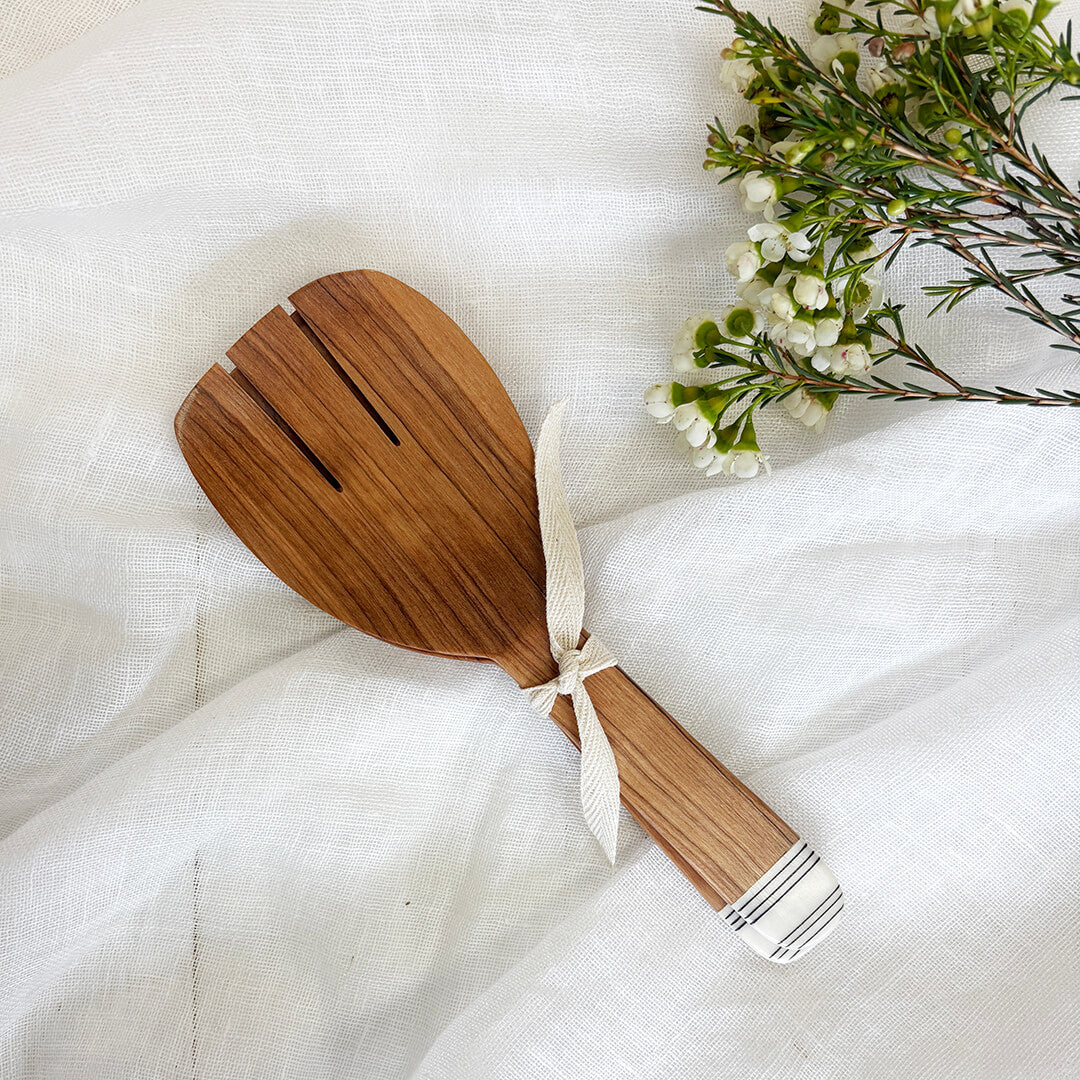 Luxury Wild Olive Wood 8" Salad Servers | Artisan Kitchen Gift