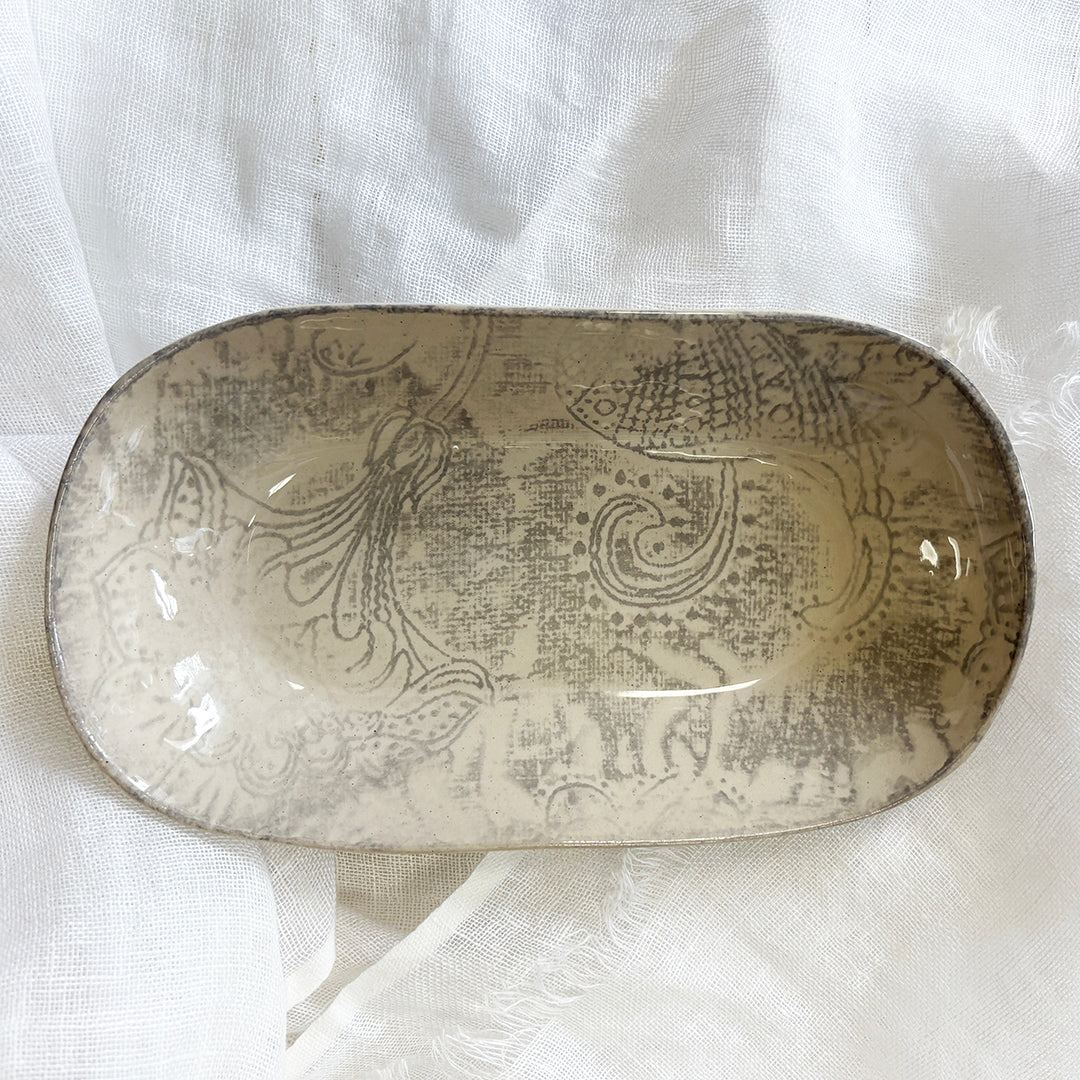 Wonki Ware Small Grey Rectangular Platter