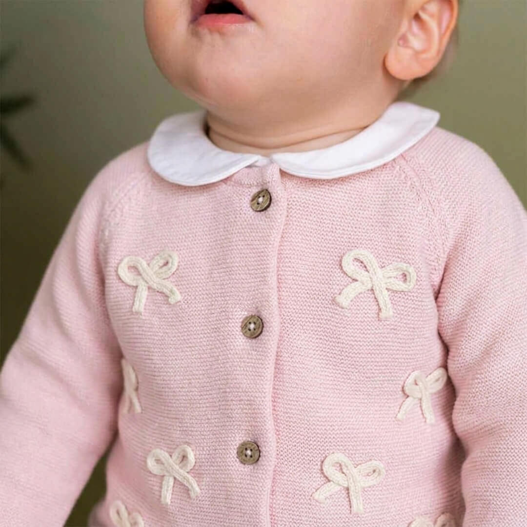 Viverano Pink Organic Cotton Baby Cardigan 
