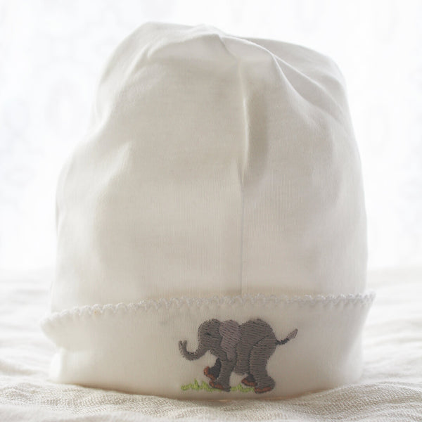 Pima Cotton Beanie with Elephant