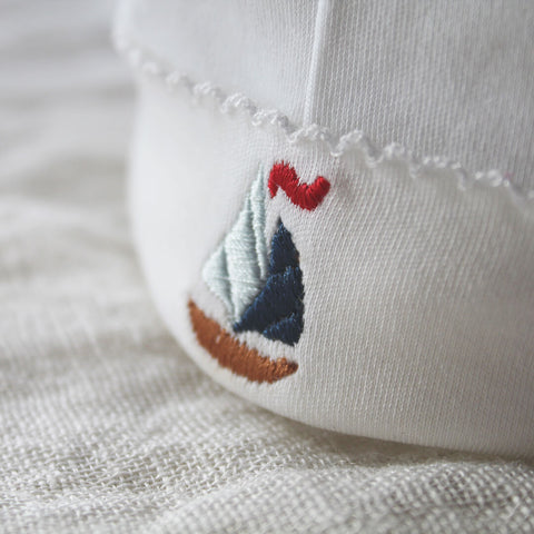 Pima Cotton Beanie with Sailboats