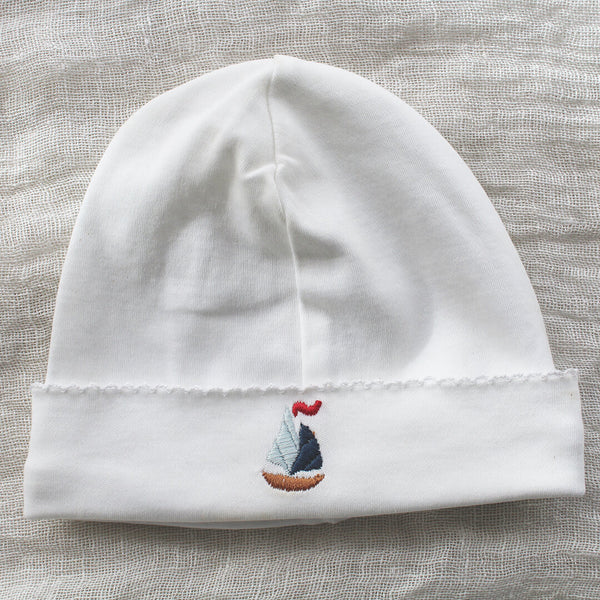 Pima Cotton Beanie with Sailboats