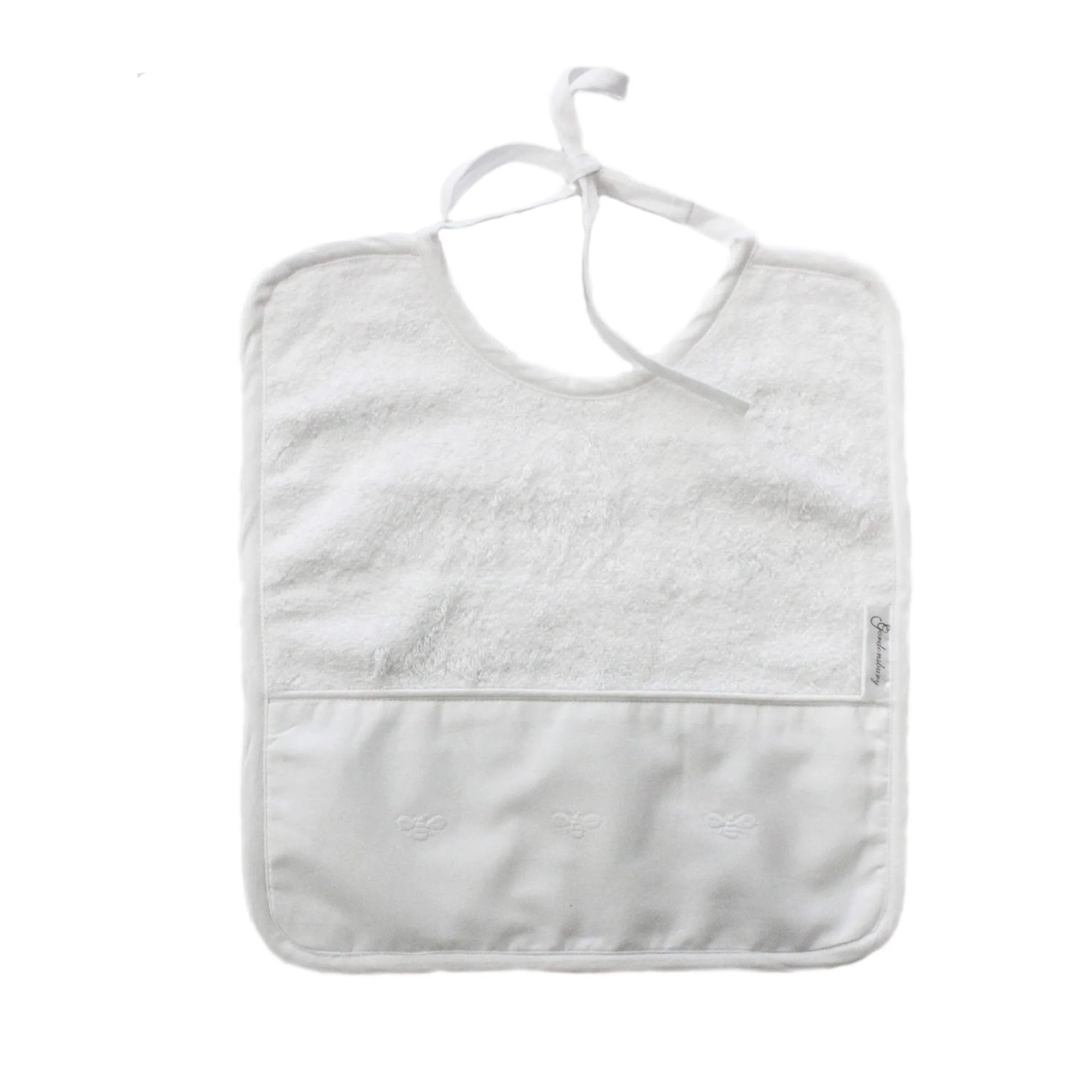 Baby Terry Bib Baby Bees White 