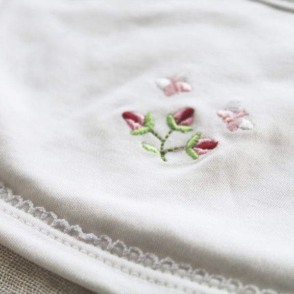 Pima Cotton Baby Bib with Rosebuds