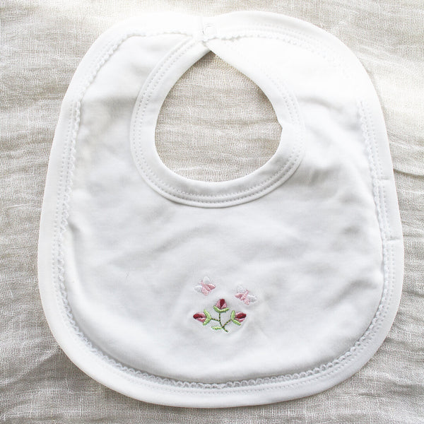 Pima Cotton Baby Bib with Rosebuds