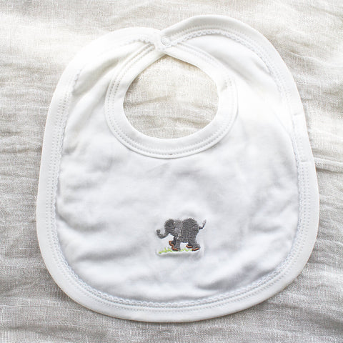 Pima Cotton Baby Bib with Elephant