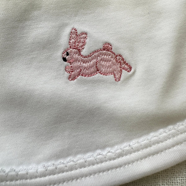 Pima Cotton Bib with Pink Bunny