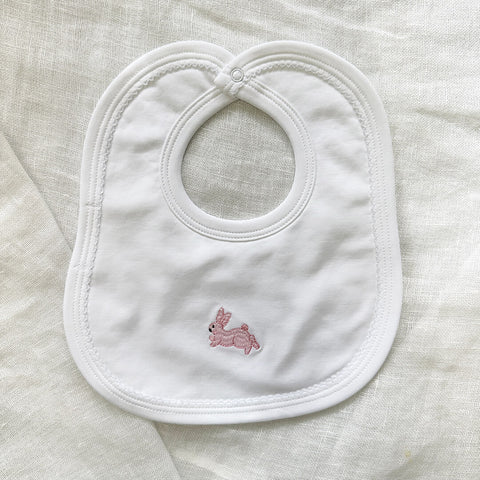 Pima Cotton Bib with Pink Bunny