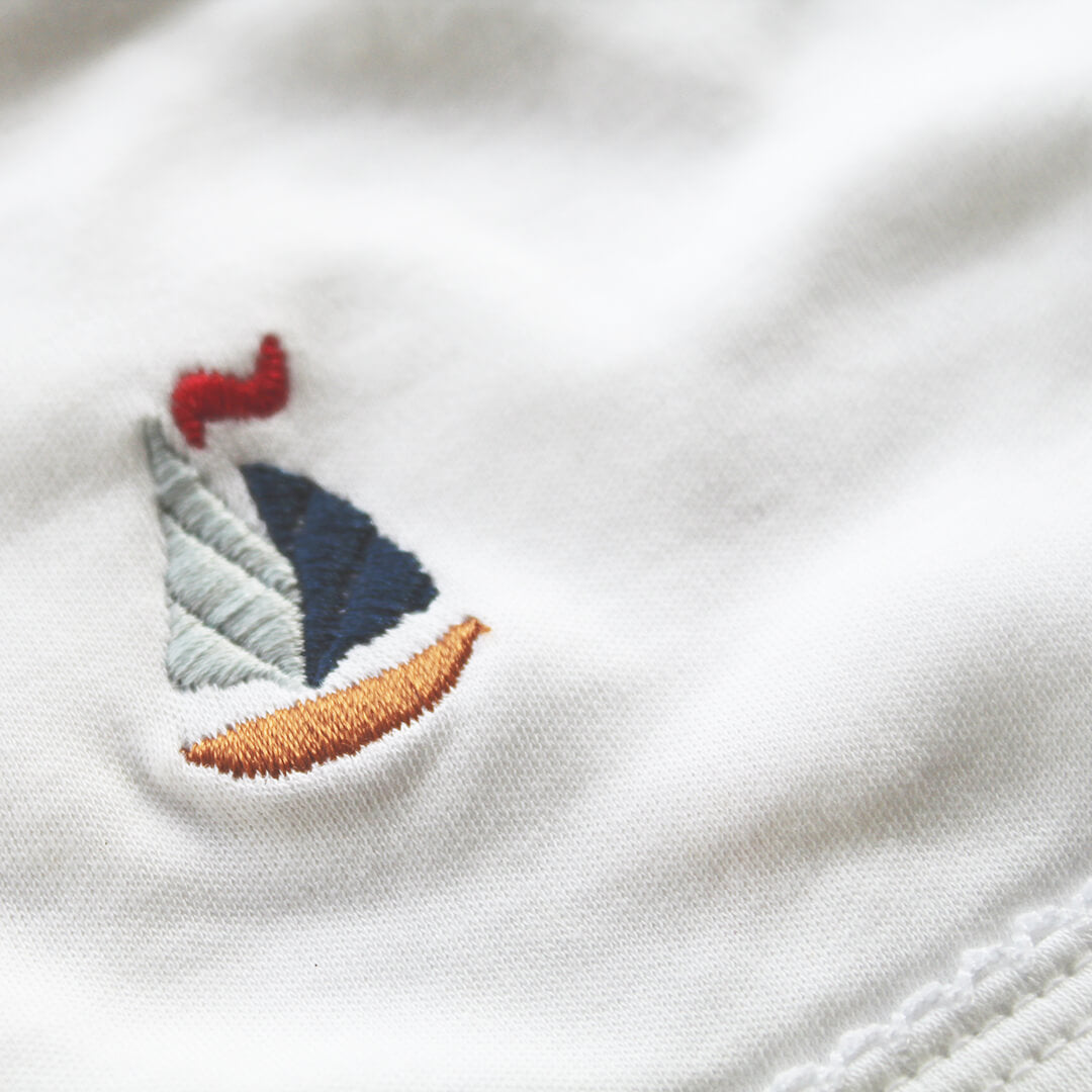 Pima Cotton Baby Bib with Sailboat 