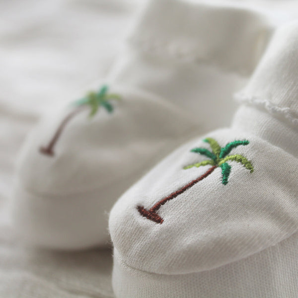 Pima Cotton Baby Booties with Palm Tree