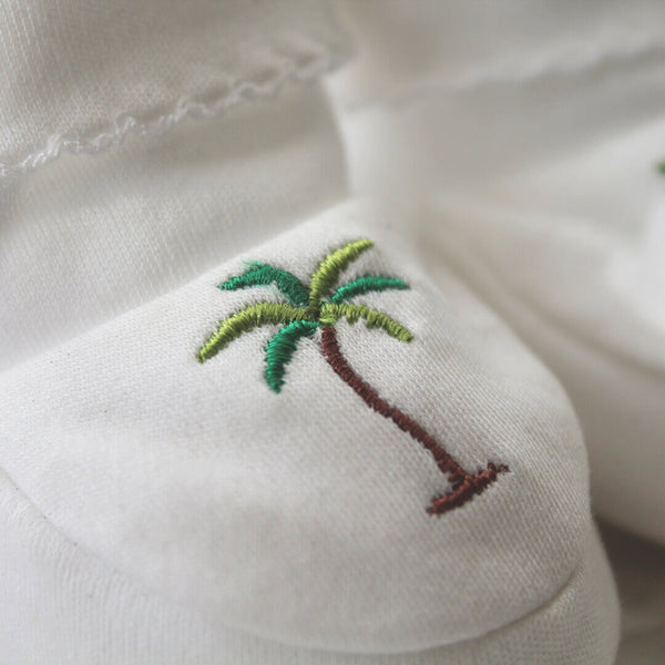 Pima Cotton Baby Booties with Palm Tree