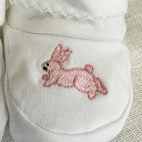 Pima Cotton Baby Booties with Pink Bunny