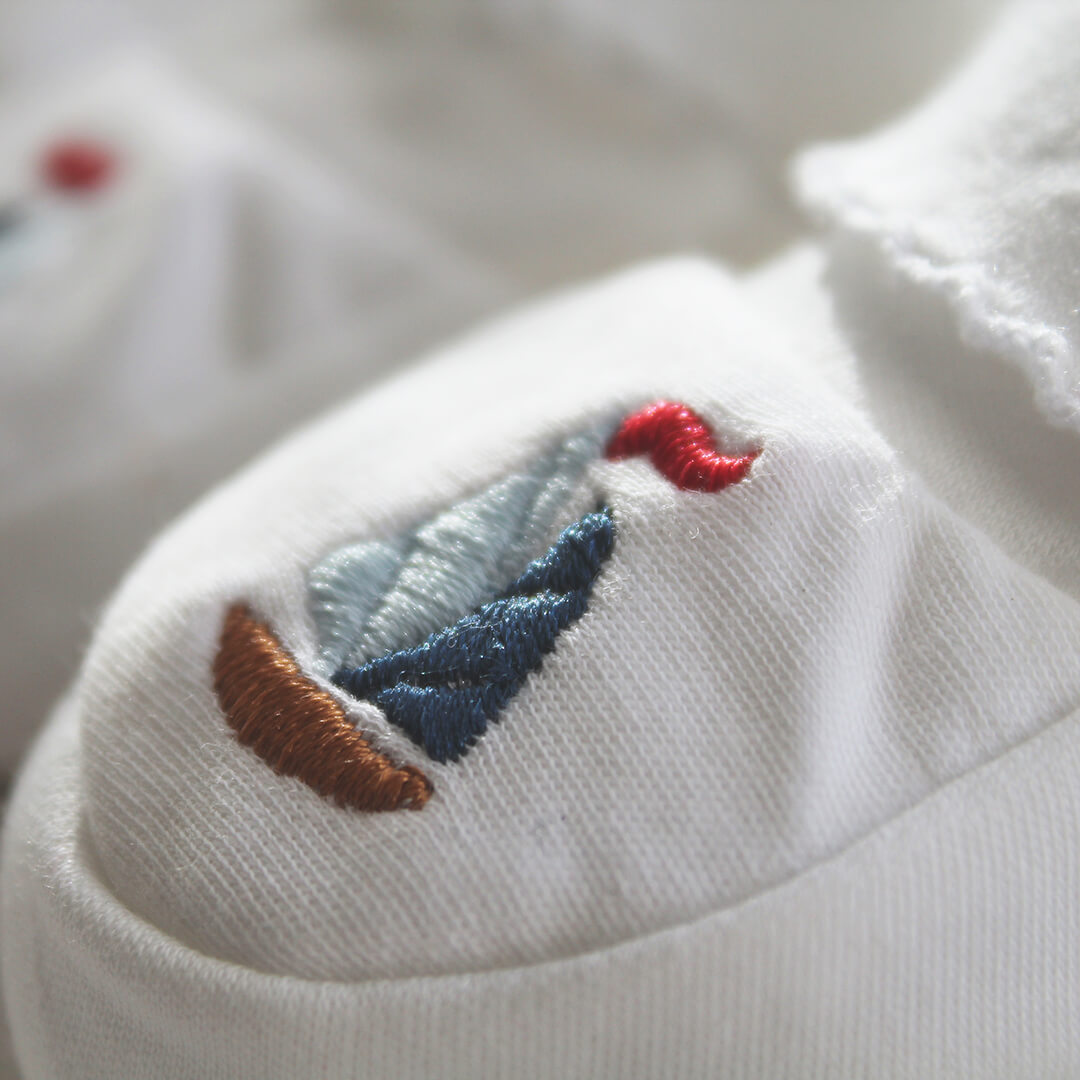 Pima Cotton Baby Booties with Sailboat