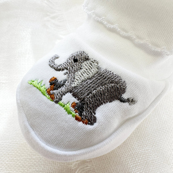 Pima Cotton Baby Booties with Elephan