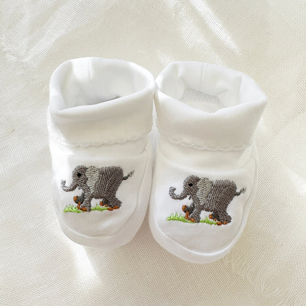 Pima Cotton Baby Booties with Elephan