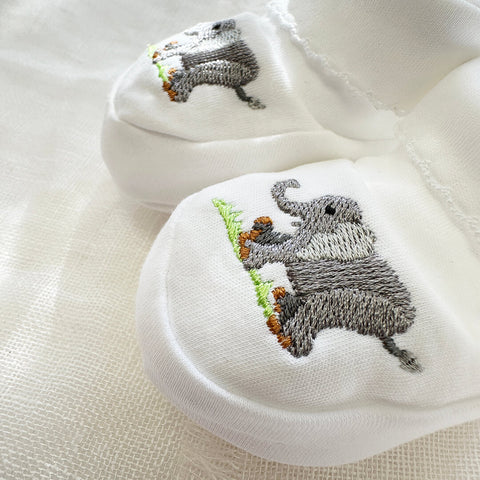 Pima Cotton Baby Booties with Elephan