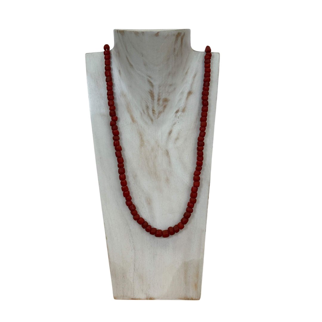 Beaded Glass Necklace Red Coral