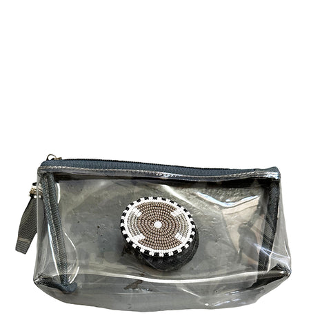 Beaded Cosmetic Bag Grey