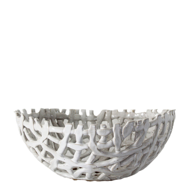 ceramic oval lattice bowl