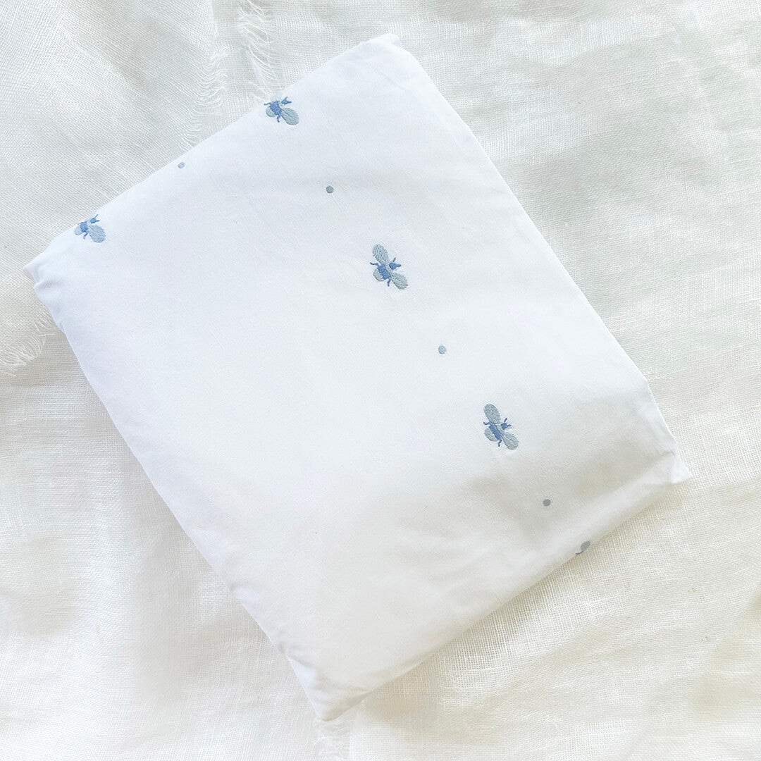 Crib Fitted Sheet Baby Bee Blue