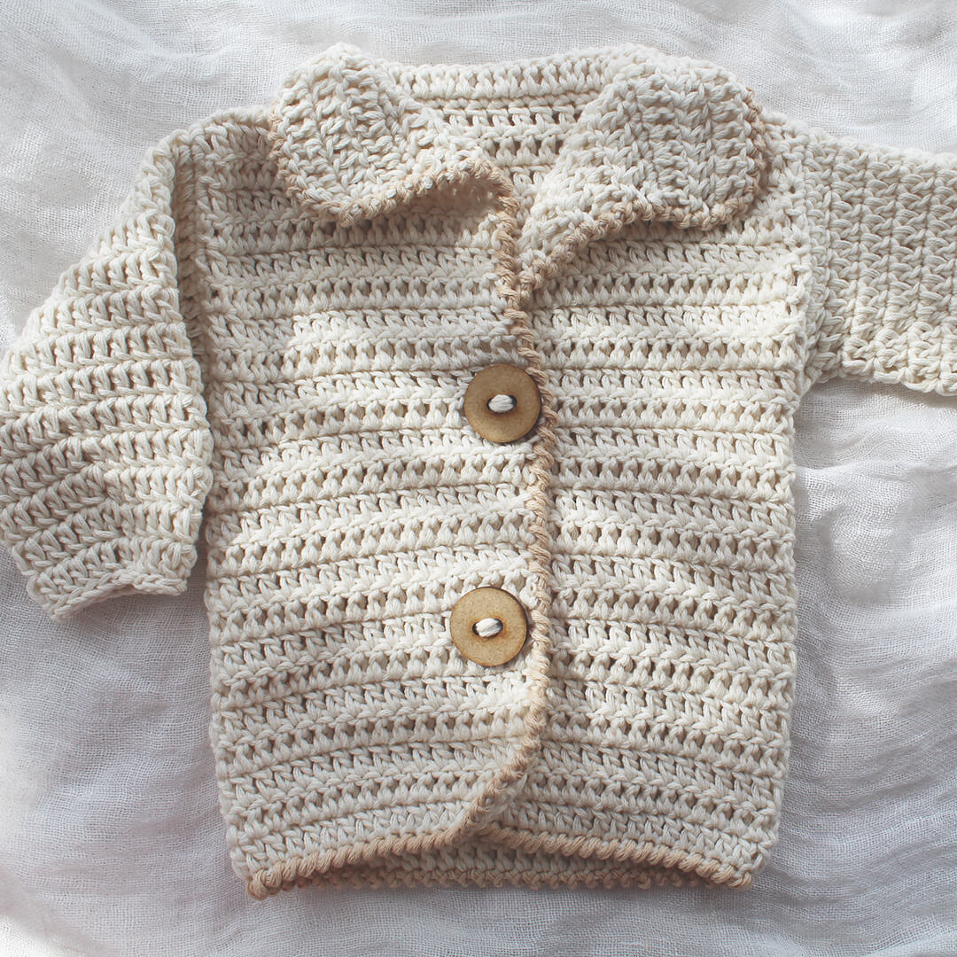 Hand Crocheted Baby Cardigan Beige