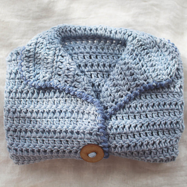 Hand Crocheted Baby Cardigan Blue