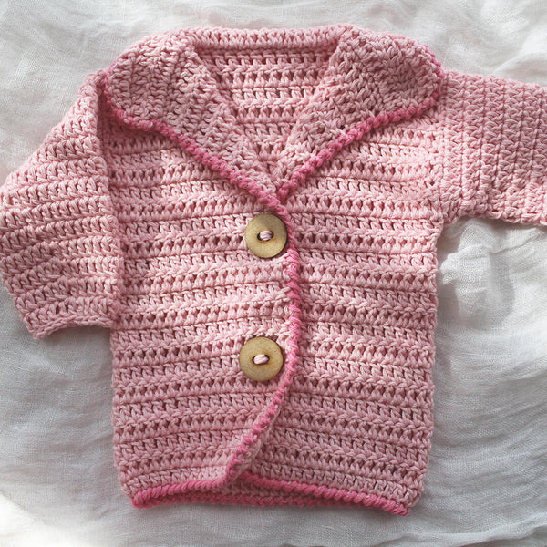 Hand Crocheted Baby Cardigan Pink