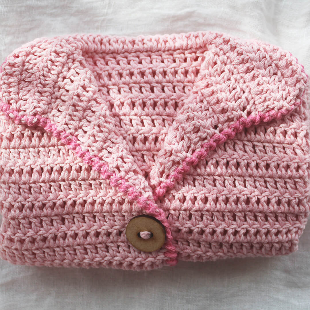 Hand Crocheted Baby Cardigan Pink