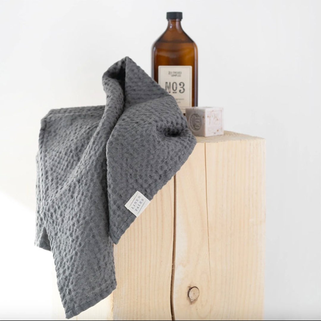 Linen Tales Charcoal Honeycomb Waffle Hand Towel 