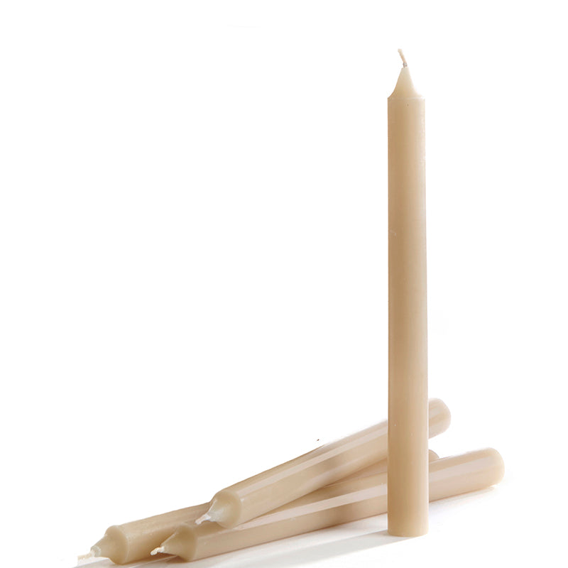 Fragrance Free 10" Taper Candle Beige Set of 2