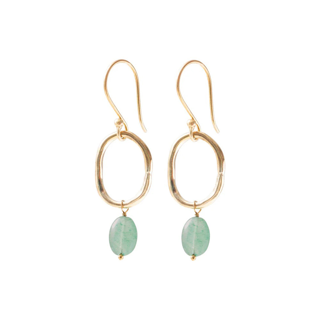 Graceful Aventurine Gold Earrings