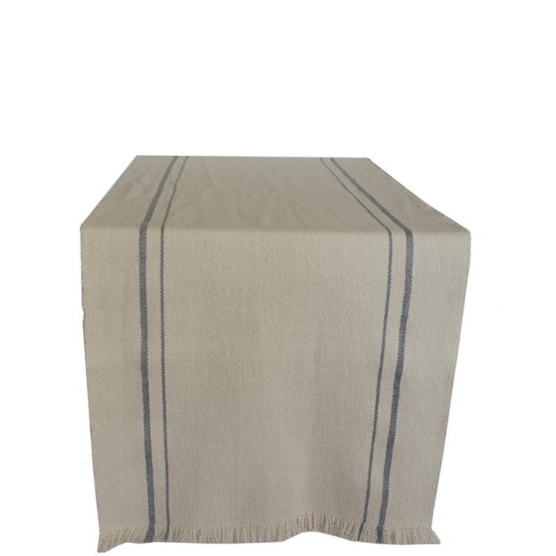 handwoven 47" table runner natural with stripe